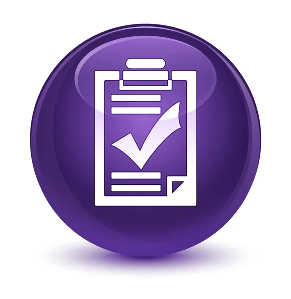 チェックリストのアイコン紫丸ガラスボタン — ストック写真