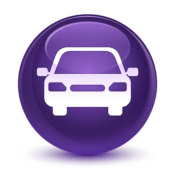 Icono del coche cristal púrpura botón redondo — Foto de Stock