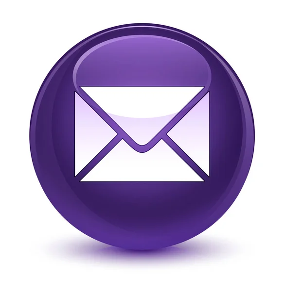 Icône de courriel bouton rond violet vitreux — Photo