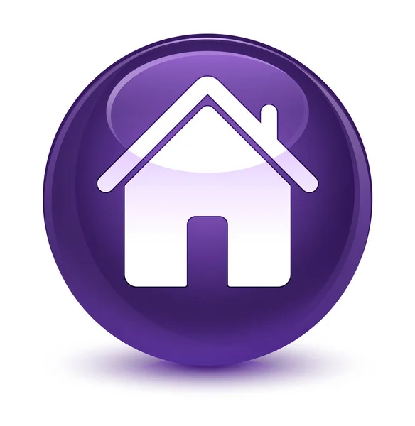 Home-Ikone glasig lila runden Knopf — Stockfoto