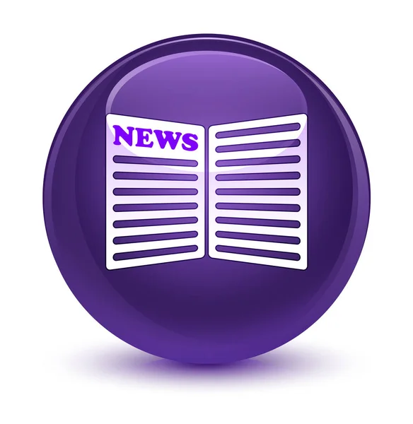 Newspaper icon glassy purple round button — Stock Photo, Image