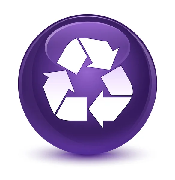 Recyklovat ikony sklovité fialové kulaté tlačítko — Stock fotografie
