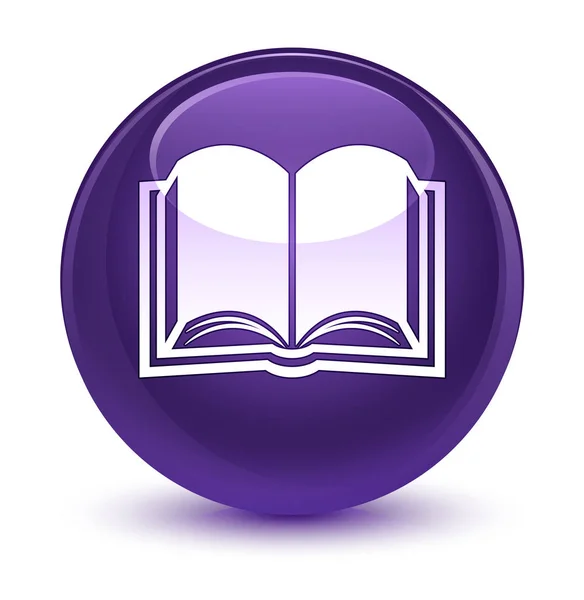 Przycisk okrągły fioletowy ikona szklisty książki — Zdjęcie stockowe