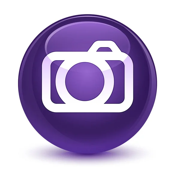 Camera icon glassy purple round button — Stock Photo, Image