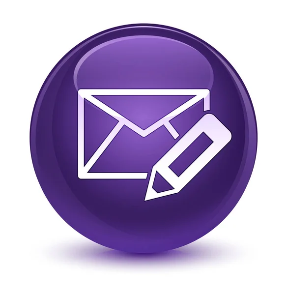 Edit email icon glassy purple round button — Stock Photo, Image