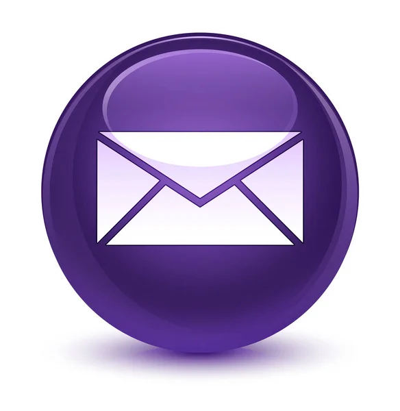 Icono de correo electrónico botón redondo púrpura vidrioso — Foto de Stock
