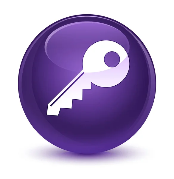 Ikona klucza szklisty fioletowy okrągły przycisk — Zdjęcie stockowe