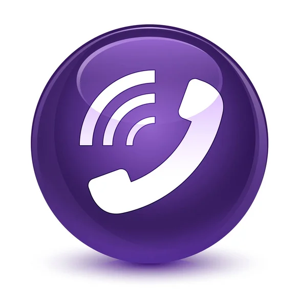 Telefon vyzváněcí sklovité fialové kulaté tlačítko — Stock fotografie