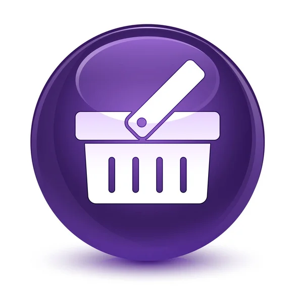 ショッピング カート アイコン ガラス紫色の丸いボタン — ストック写真