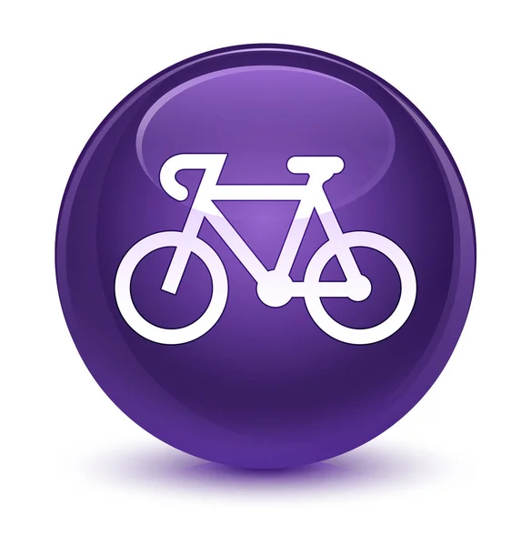 自行车图标玻紫色圆形按钮 — 图库照片