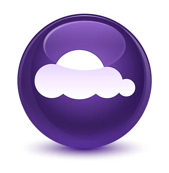 クラウド アイコン ガラス紫色の丸いボタン — ストック写真