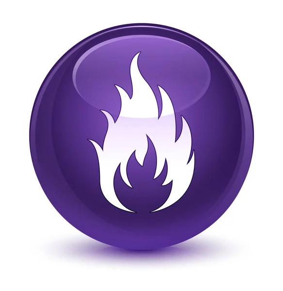 Icône de feu bouton rond violet vitreux — Photo