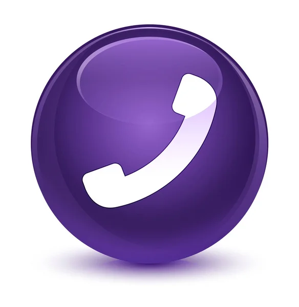 Phone icon glassy purple round button — Stock Photo, Image