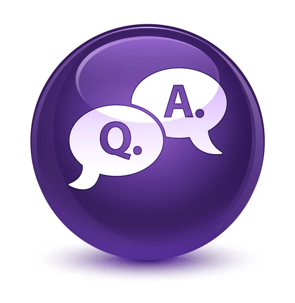 Question answer bubble icon glassy purple round button — Stock Photo, Image