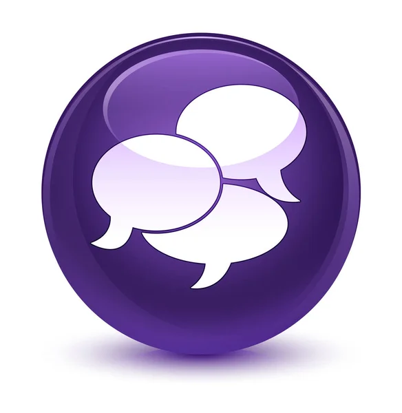 Comentarios icono cristal púrpura botón redondo —  Fotos de Stock