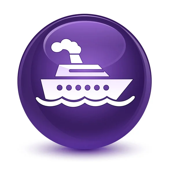 Cruise schip glazig paarse ronde knoop van het pictogram — Stockfoto