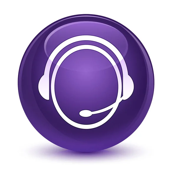 カスタマー ケア サービス アイコン ガラス紫色丸いボタン — ストック写真