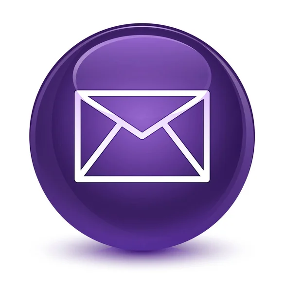 Icône de courriel bouton rond violet vitreux — Photo