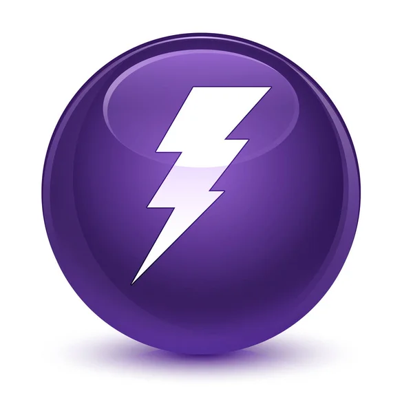 Przycisk okrągły fioletowy ikona szklisty energii elektrycznej — Zdjęcie stockowe