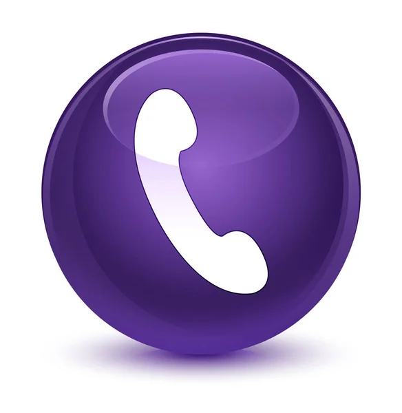 Ícone do telefone botão redondo roxo vítreo — Fotografia de Stock