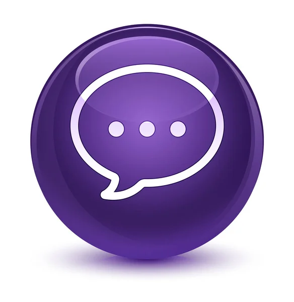Talk bubble icon glassy purple round button — Stock Photo, Image