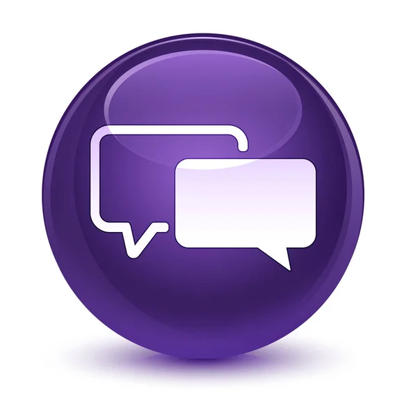 Testimonials icon glassy purple round button — Stock Photo, Image