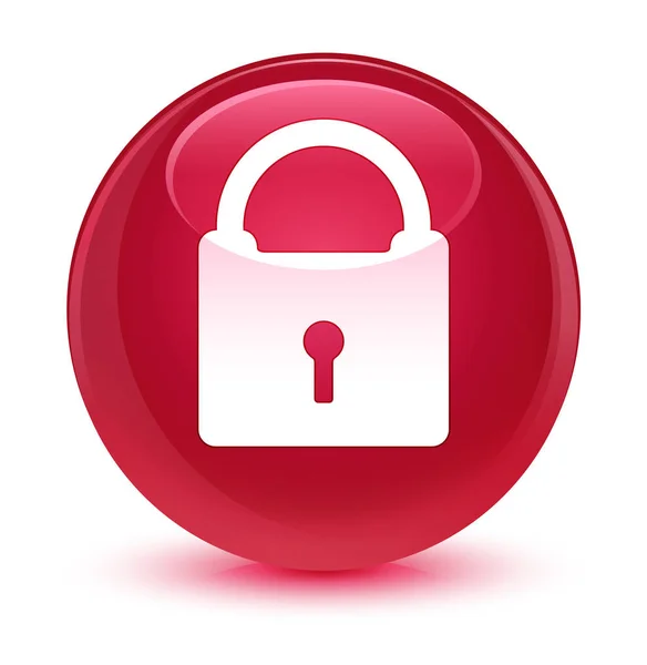 Padlock icon glassy pink round button — Stock Photo, Image