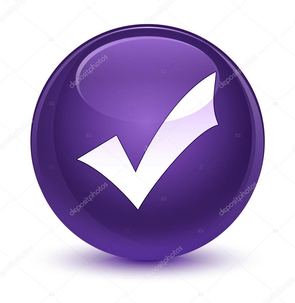 Validation icon glassy purple round button