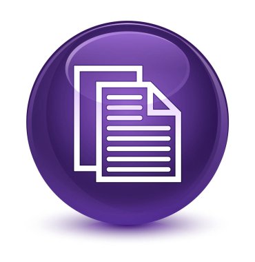 Belge sayfaları simgesi camsı mor yuvarlak düğmesi