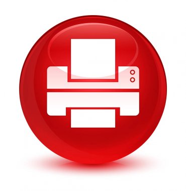 Yazıcı simgesi camsı kırmızı yuvarlak düğmesi