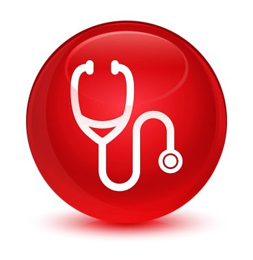 Stetoskop kutsal kişilerin resmi camsı kırmızı yuvarlak düğme