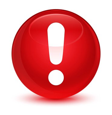 Ünlem işareti simgesi camsı kırmızı yuvarlak düğmesi
