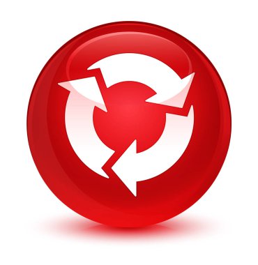 Yenile simgesini camsı kırmızı yuvarlak düğmesi