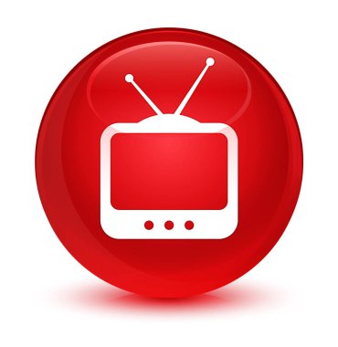 TV simgesi camsı kırmızı yuvarlak düğmesine