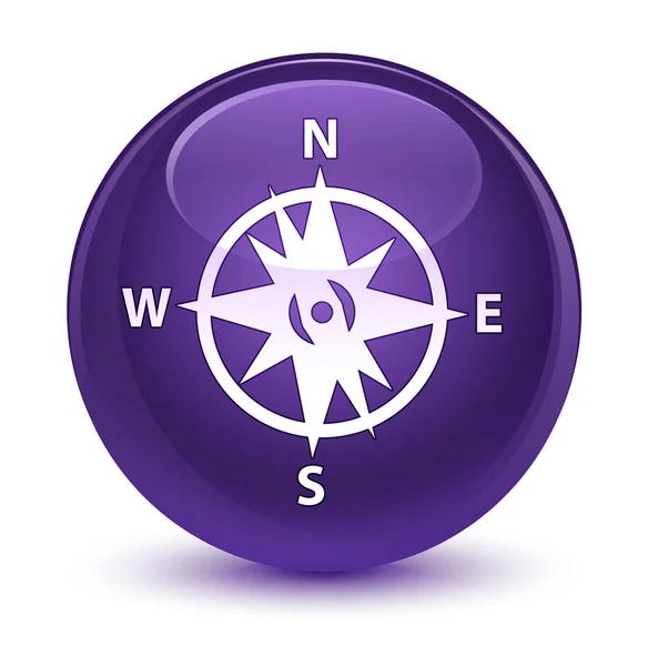 Compass icon glassy purple round button — Stock Photo, Image