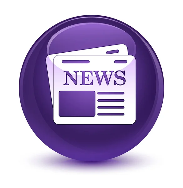 Newspaper icon glassy purple round button — Stock Photo, Image