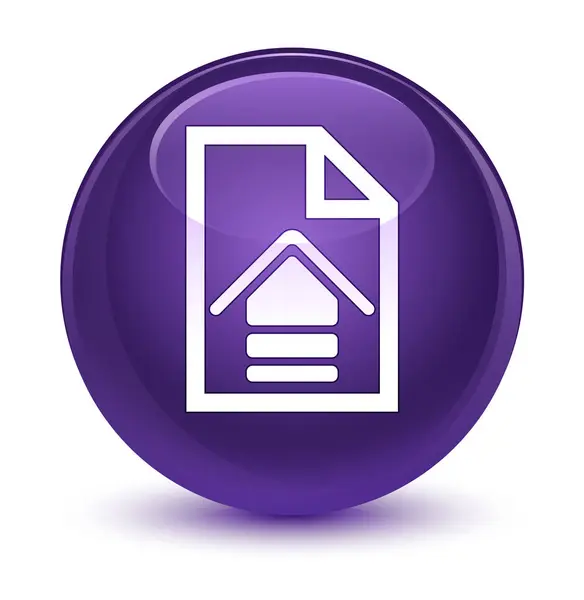 Uploaden document glazig paarse ronde knoop van het pictogram — Stockfoto