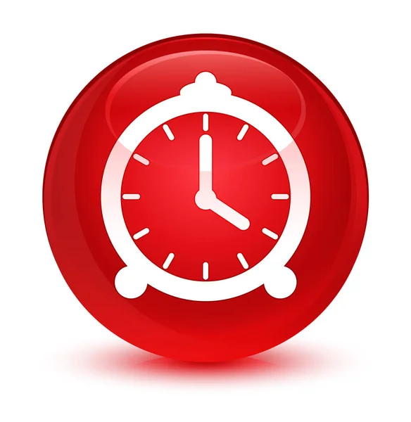Väckarklocka-ikonen glasartade röda runda knappen — Stockfoto
