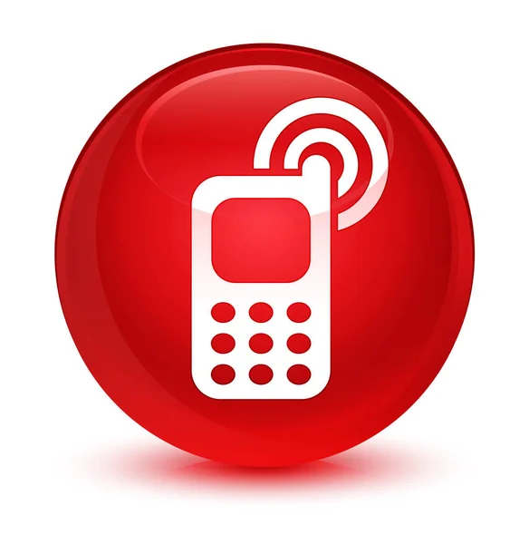 Handy klingelt Symbol glasig roten runden Knopf — Stockfoto