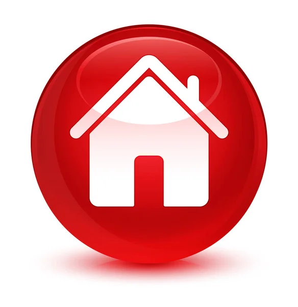 Ikonę domu szklisty czerwony okrągły przycisk — Zdjęcie stockowe