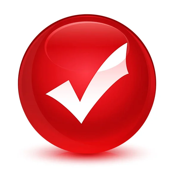 Icono de validación botón redondo rojo vidrioso —  Fotos de Stock