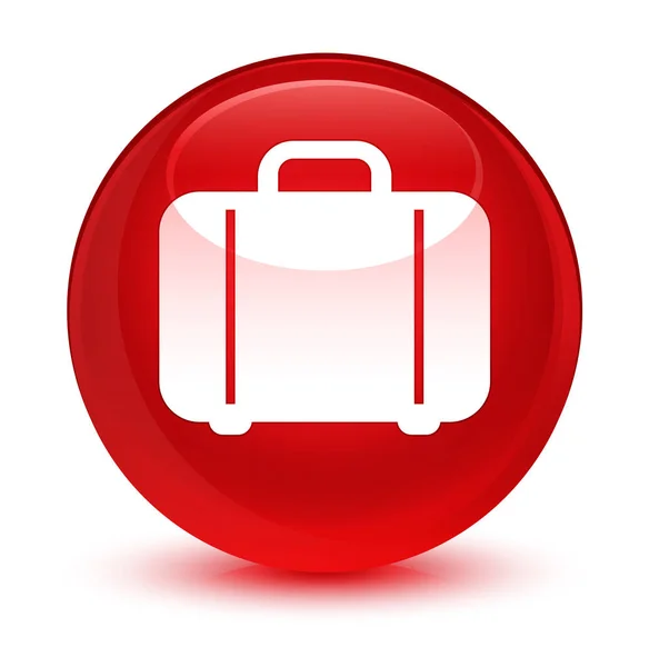 Icono de la bolsa botón redondo rojo vidrioso — Foto de Stock