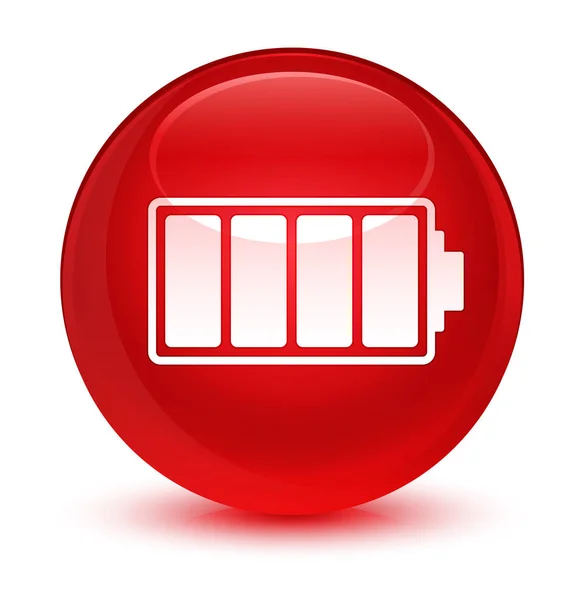 Battery icon glassy red round button — Stock Photo, Image