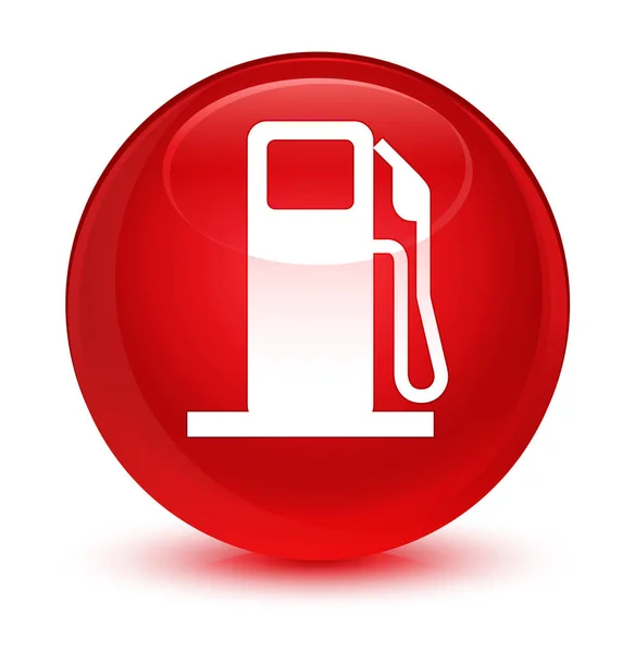 Distributeur de carburant icône verre bouton rond rouge — Photo