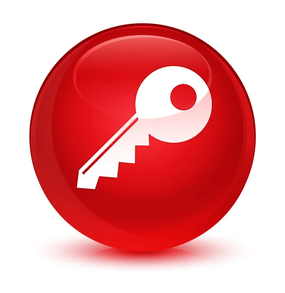 Key icon glassy red round button — Stock Photo, Image