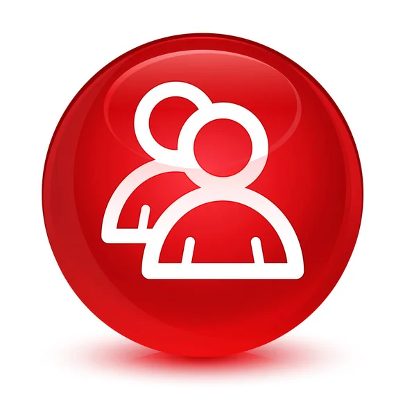 Icono de grupo botón redondo rojo vidrioso —  Fotos de Stock