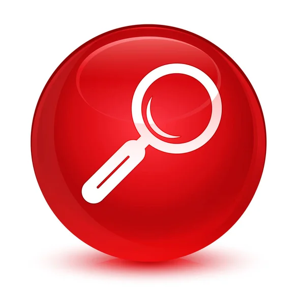 Magnifying glass icon glassy red round button — Stock Photo, Image