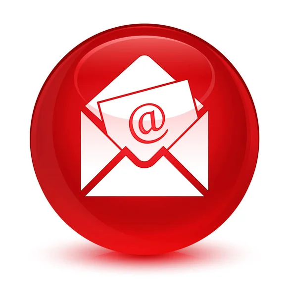 通讯电子邮件图标玻红色圆形按钮 — 图库照片