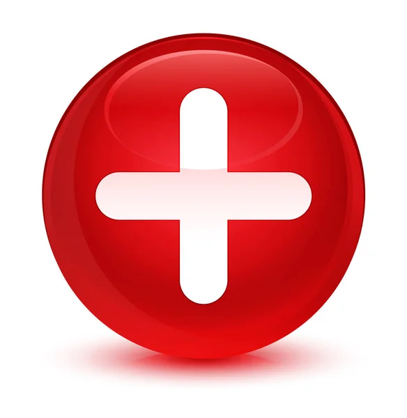 Plus ikony szklisty czerwony okrągły przycisk — Zdjęcie stockowe