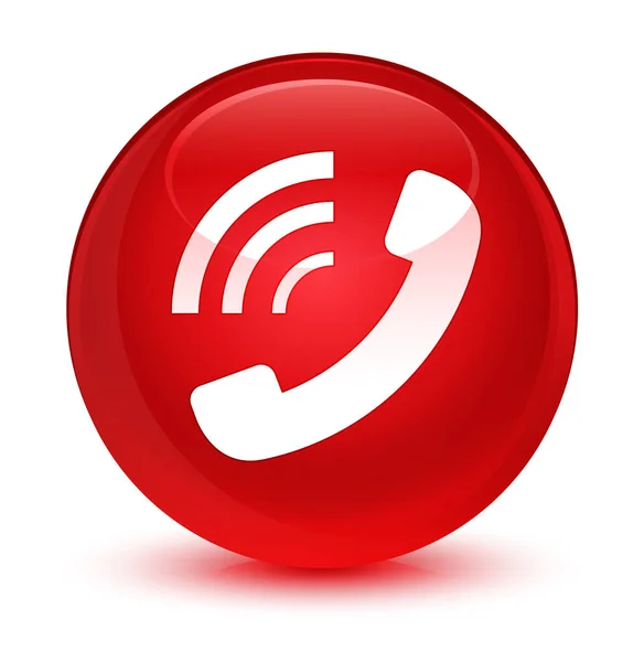 Telefon vyzváněcí sklovité červené kulaté tlačítko — Stock fotografie